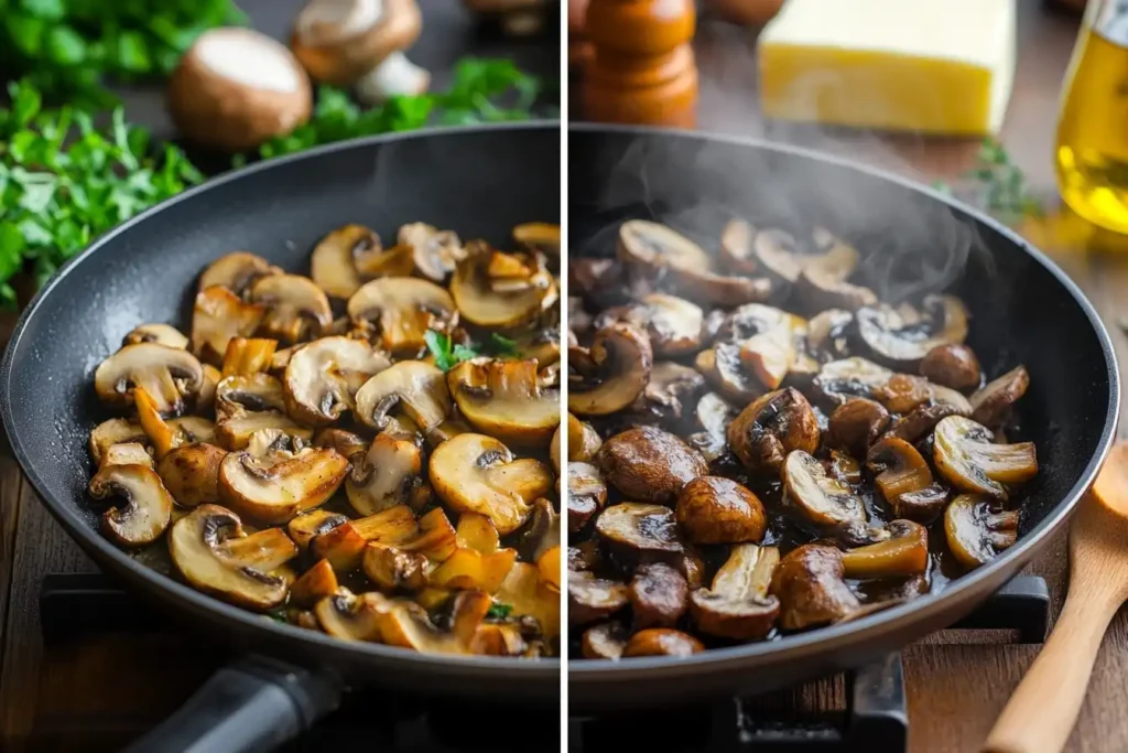 Should I saute mushrooms in oil or butter?