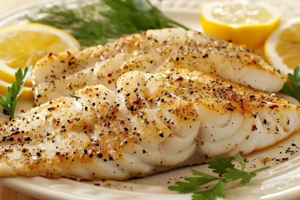 Perfectly seasoned fish with a variety of herbs, lemon slices, and spices, showcasing the best seasoning options to enhance fish flavors.