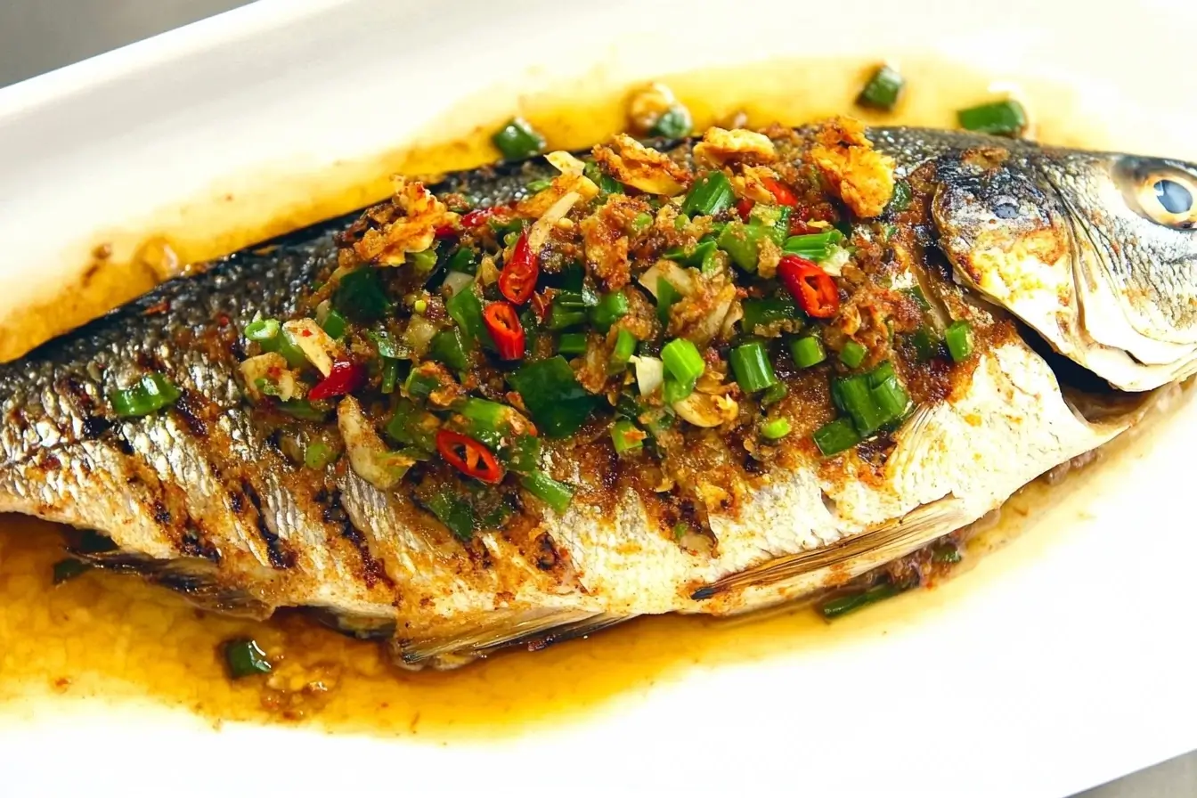 Fresh fish seasoned with herbs and spices