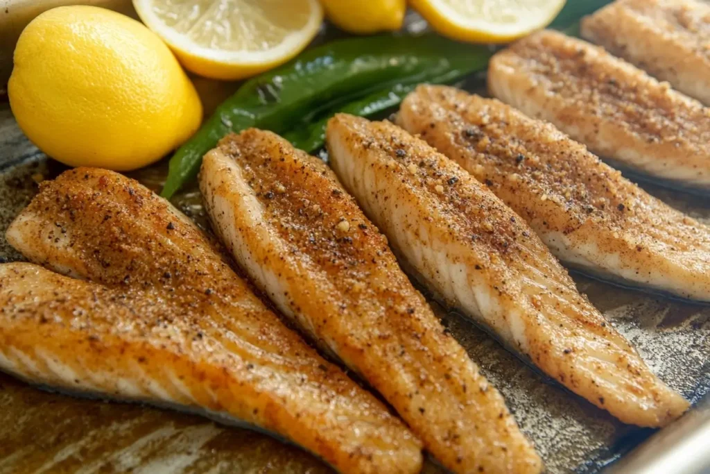 Perfectly seasoned fish fillet with herbs and spices

