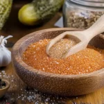 A jar of Alabama spice blend surrounded by fresh ingredients.